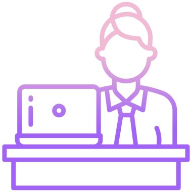 Dizüstü bilgisayar çizgisi çizimi olan iş adamı