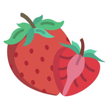 Çilekli. Web simgesi basit illüstrasyon