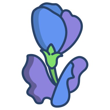 mor çiçek ikonu. Çiçek vektörünün basit bir gösterimi. izole sınır etkisi.