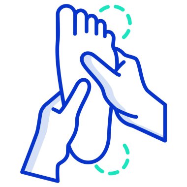 Basit vektör simgesi, yağlı ayak masajı yapan ellerin çizimi 