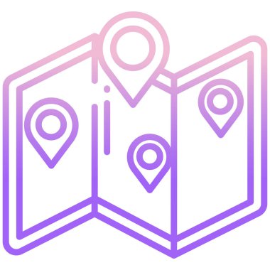 Moda düz stil haritalama simgesi. Web sitenizin tasarımı, logosu, uygulaması için harita, konum ve yol sembolü