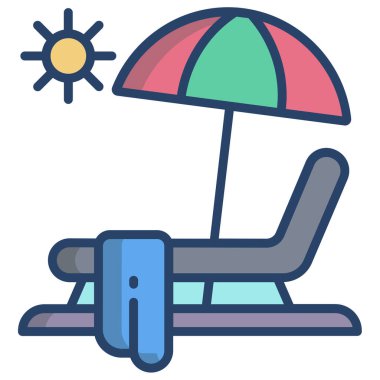 Basit vektör simgesi, güneşli yatağın çizimi