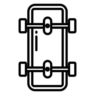 Beyaz arkaplanda basit bir kaykay simgesi