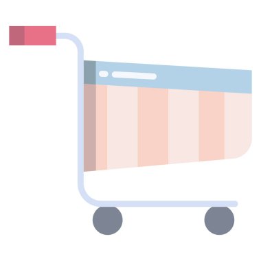 Basit vektör simgesi, alışveriş arabasının çizimi 