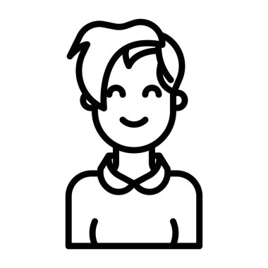 Erkek avatar ikonu. Saç stili vektör illüstrasyonlu yüz hatları. beyaz arkaplanda izole