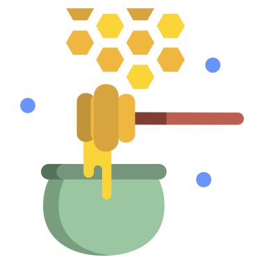 Bal Dipper ikonu. Ağlar için ahşap kaşık vektör simgelerinin karikatür çizimi