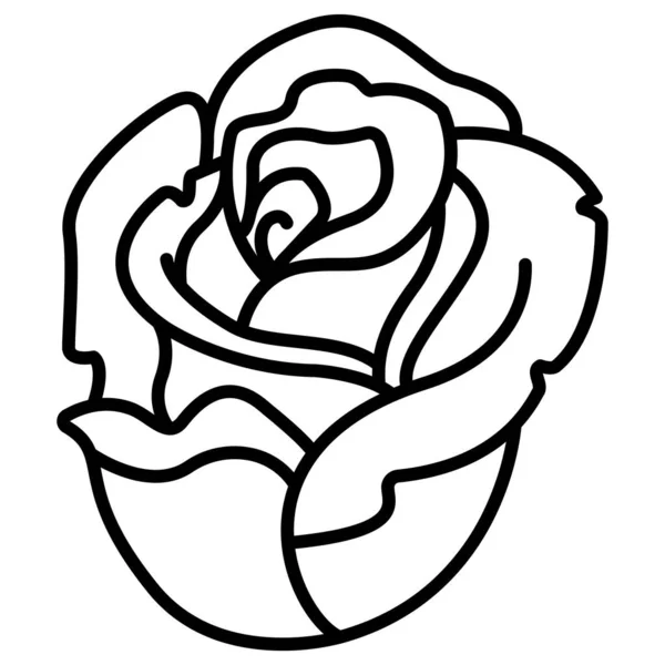 花のアイコン ローズベクトルラインデザインの概要図 — ストックベクタ