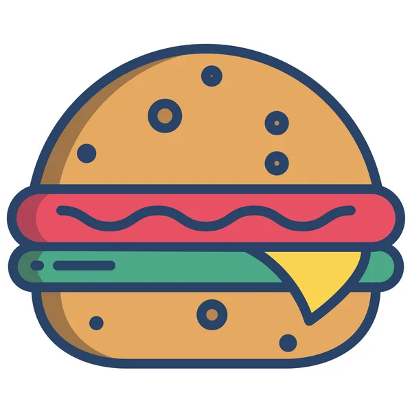 Burger Colorido Vetor Ícone — Vetor de Stock