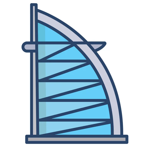 Burj Arab Mrakodrap Webová Ikona Jednoduchá Ilustrace — Stockový vektor