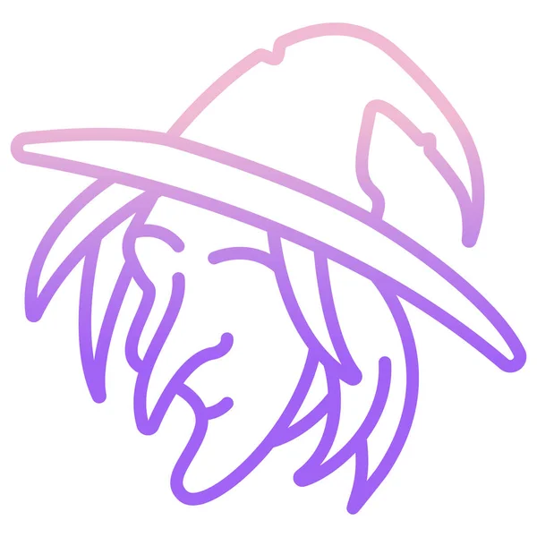 Línea Púrpura Dibujo Sombrero Bruja — Vector de stock