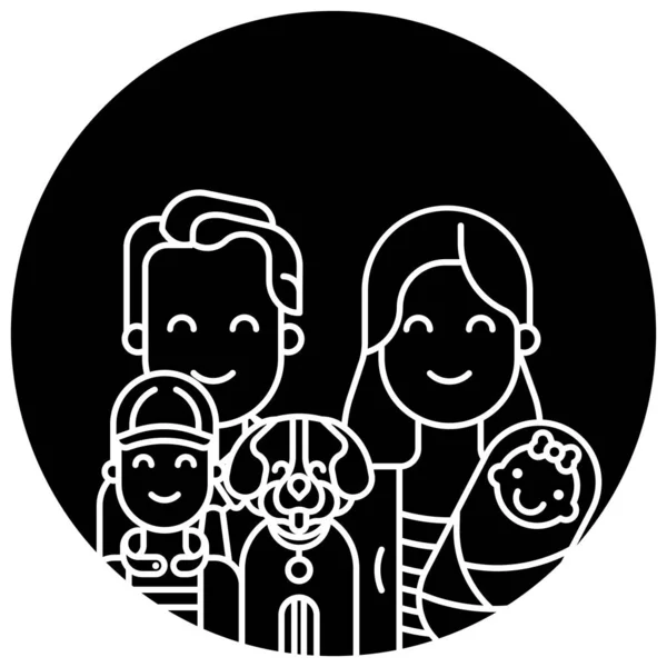 Família Feliz Com Pais Filhos Design Ilustração Vetorial — Vetor de Stock