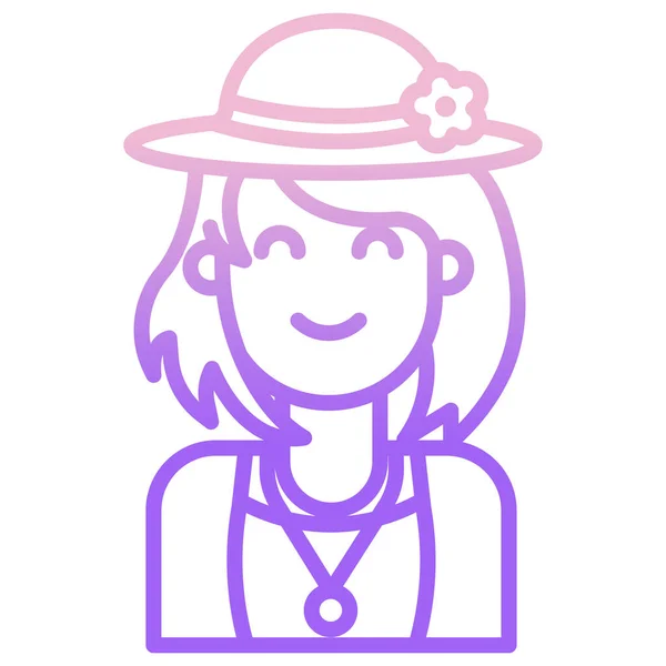 Mujer Con Icono Sombrero Ilustración Vectorial — Vector de stock
