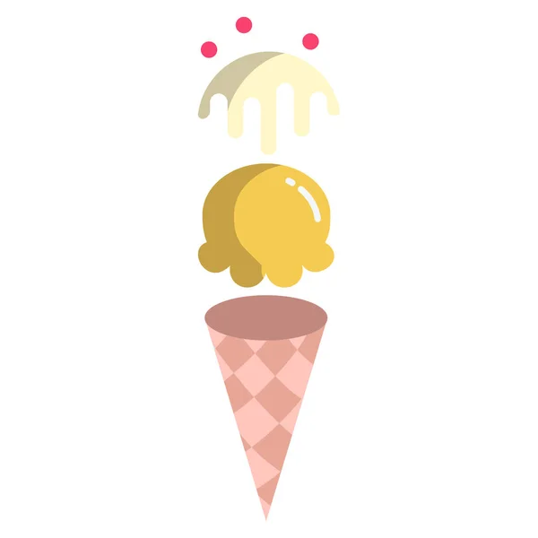 Ice Cream Cone Icon Flat Illustration Chocolate Popsicle Vector Icons — Stock Vector