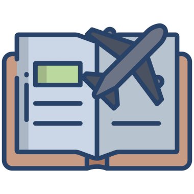 Basit vektör simgesi, düzlemli kitap illüstrasyonu