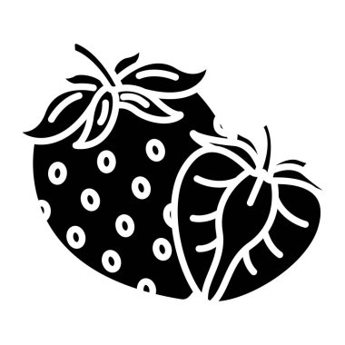 Çilekli. Web simgesi basit illüstrasyon