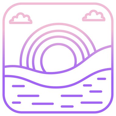 Beyaz arkaplanda basit vektör manzara simgesi