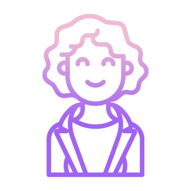 Basit vektör simgesi, kadın illüstrasyonu 