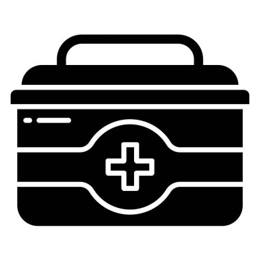 İlk yardım çantası simgesi. Web için basit tıbbi acil durum çanta vektör simgeleri çizimi