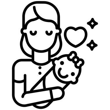 Anne ve bebek kalp, vektör illüstrasyon