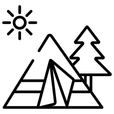 Kamp yapmak. Web simgesi vektör illüstrasyonu