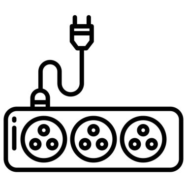 Beyaz arkaplanda basit vektör elektrik soket simgesi