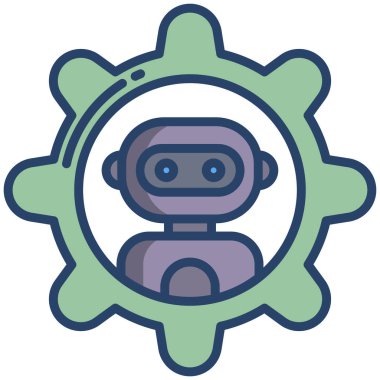 Beyaz arkaplanda basit vektör Ayarları Robot simgesi
