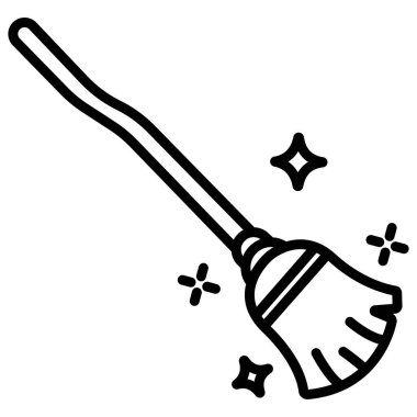 Sihirli süpürge. Web simgesi basit illüstrasyon