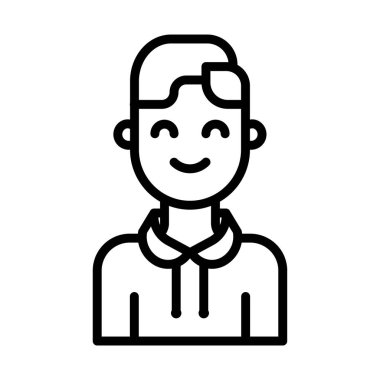 Erkek ikon vektörü. İnce çizgi işareti. izole edilmiş sınır sembolü çizimi