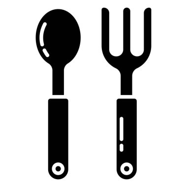 Mutfak gereçleri simgesi. Web için kaşık çatal vektör simgelerinin basit çizimi