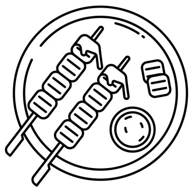 Et ve sosis vektör illüstrasyon tasarımlı ızgara.