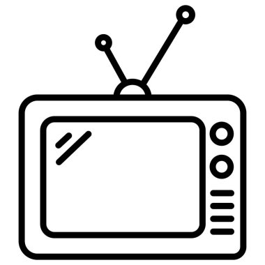 televizyon basit simgesi, vektör çizim