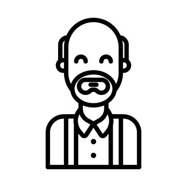 sakal avatar karakter vektör çizim tasarımı olan adam