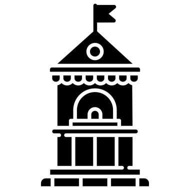 beyaz arkaplanda bilet ofisi basit vektör simgesi