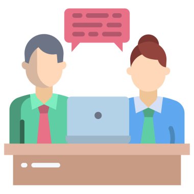 Dizüstü bilgisayar vektör illüstrasyonuyla çalışan iş adamları