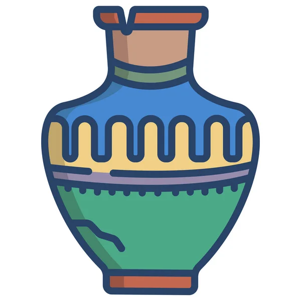 Simple Vector Icon Illustration Ancient Jar — Stock Vector