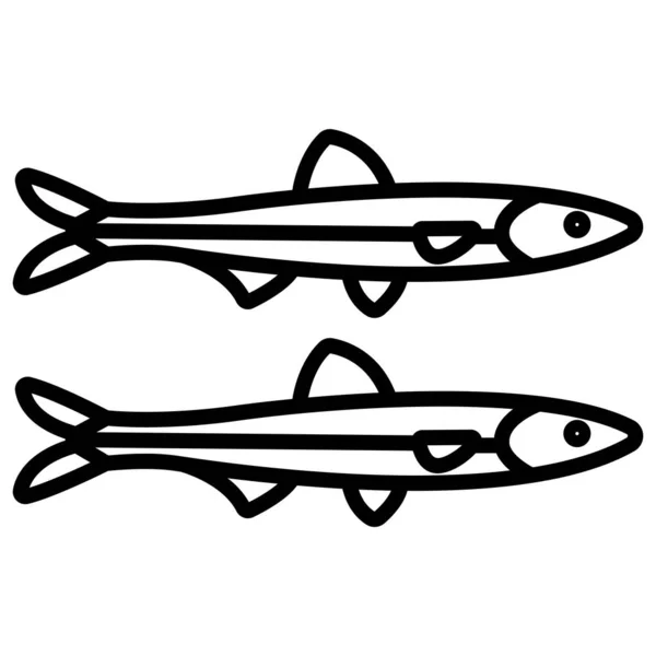 Simple Vector Icon Illustration Anchovy — Stock Vector