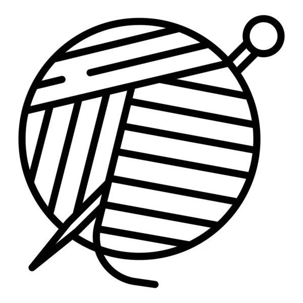 Icône Fil Tricoter Illustration Vectorielle Boule Tricotée Dessinée Main Isolé — Image vectorielle