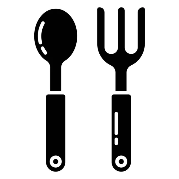 Κουζίνα Σκεύη Εικονίδιο Απλή Απεικόνιση Του Πιρούνι Κουτάλι Διανυσματικά Εικονίδια — Διανυσματικό Αρχείο