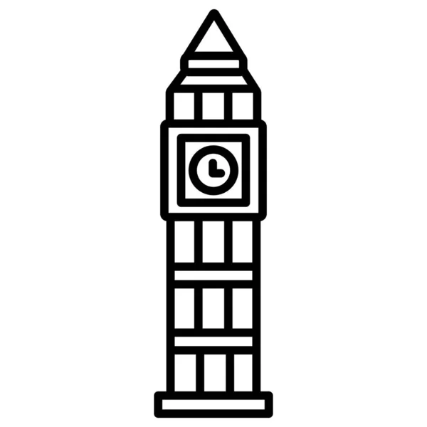 Basit Vektör Simgesi Big Ben Kulesinin Çizimi — Stok Vektör
