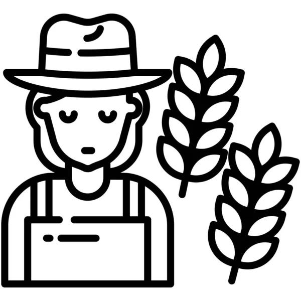 Agricultor Com Chapéu Trigo Orelhas Vetor Ilustração Design — Vetor de Stock