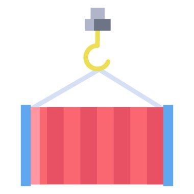 kargo konteynırı simgesi. Web için vinç vektör simgelerinin düz çizimi