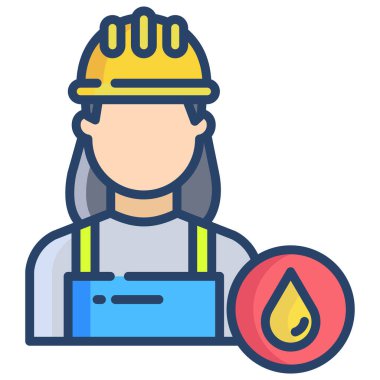 Miğferi ve benzin bidonu olan işçi