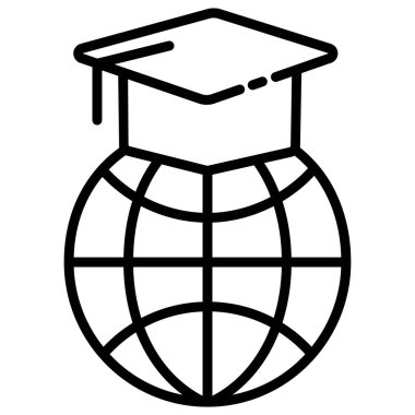 Mezuniyet. Web simgesi basit illüstrasyon