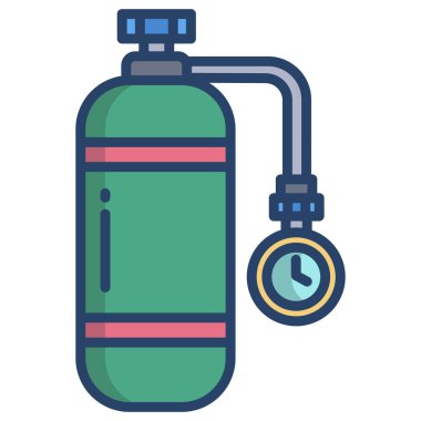 Oksijen silindir simgesi beyaz arka plan üzerinde