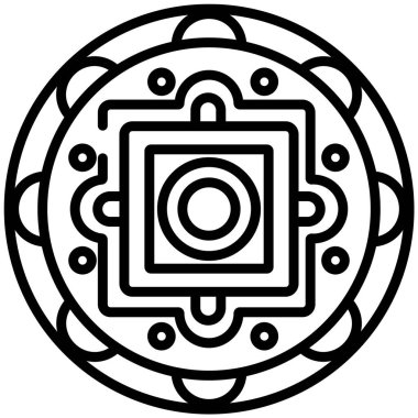 bir haç ile yuvarlak bir çerçeve siyah ve beyaz vektör çizimi