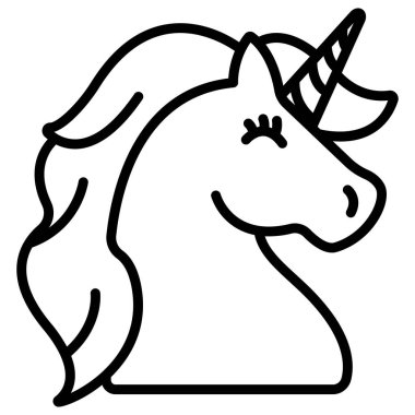 Tek boynuzlu at web simgesi basit vektör illüstrasyonu