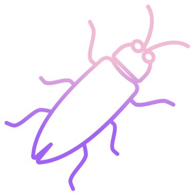 Hamamböceği ikonu. Vektör biçimi iki renkli düz sembol, pembe ve mavi renkler, yuvarlak açılar, beyaz arkaplan