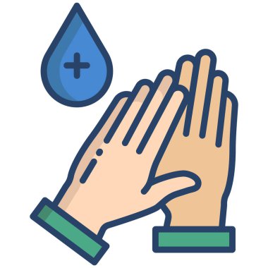 Web siteleri ve yazdırma için temiz bir düz vektör simgesi tutmak için ellerini yıka, yıka