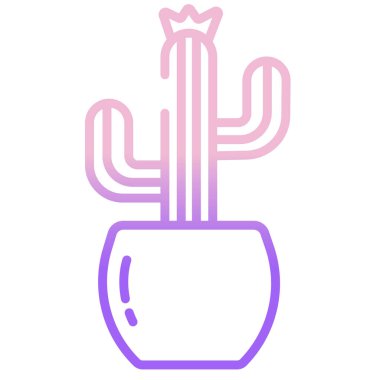 Beyaz arkaplanda izole edilmiş kaktüsün vektör simgesi