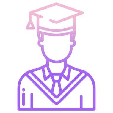 Basit vektör simgesi, mezuniyet şapkalı adamın resmi. 